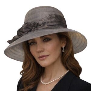Cappelli Straworld Gray Wide Brim Church Derby Easter Formal Wedding Party Hat